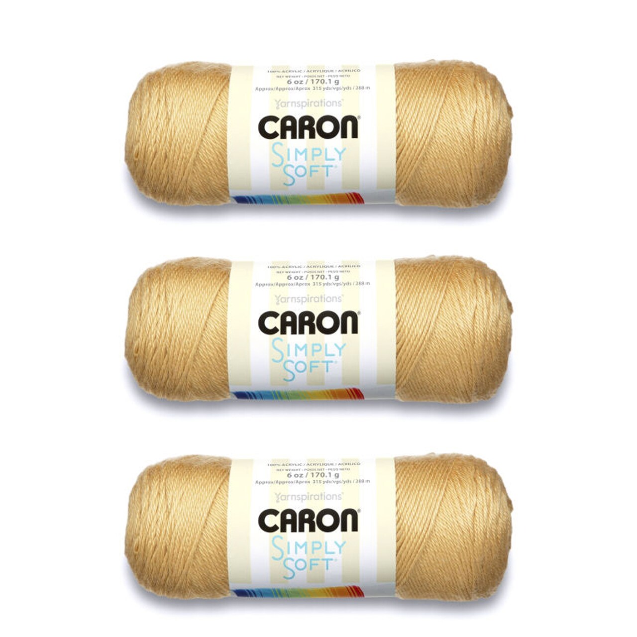 Caron Simply Soft Autumn Maize Yarn - 3 Pack of 170g/6oz - Acrylic - 4 Medium (Worsted) - 315 Yards - Knitting/Crochet